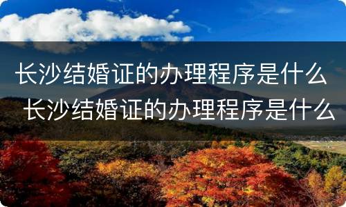 长沙结婚证的办理程序是什么 长沙结婚证的办理程序是什么意思