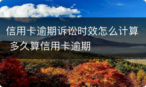 信用卡逾期诉讼时效怎么计算 多久算信用卡逾期