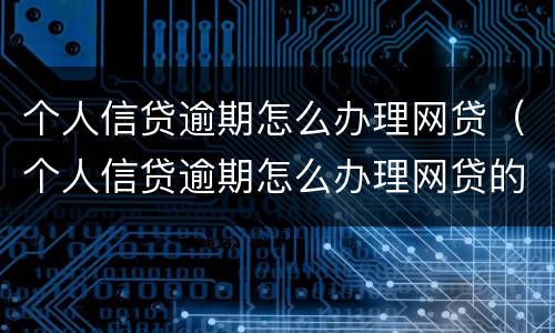 个人信贷逾期怎么办理网贷（个人信贷逾期怎么办理网贷的）
