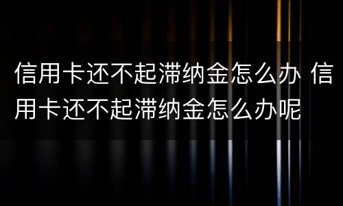 信用卡还不起滞纳金怎么办 信用卡还不起滞纳金怎么办呢