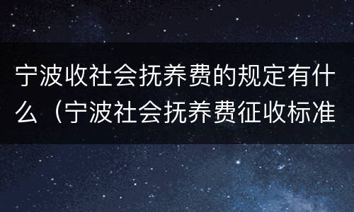 宁波收社会抚养费的规定有什么（宁波社会抚养费征收标准）
