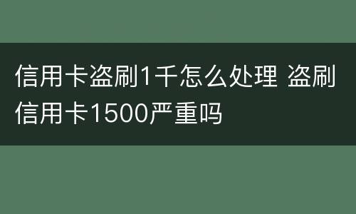 信用卡盗刷1千怎么处理 盗刷信用卡1500严重吗