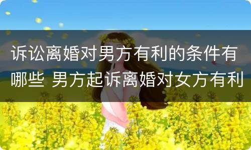 诉讼离婚对男方有利的条件有哪些 男方起诉离婚对女方有利吗