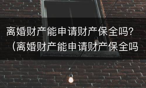 离婚财产能申请财产保全吗？（离婚财产能申请财产保全吗要多久）