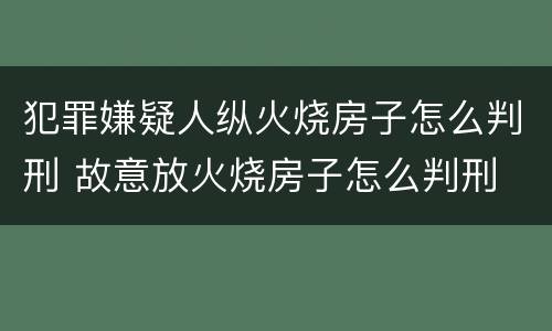 犯罪嫌疑人纵火烧房子怎么判刑 故意放火烧房子怎么判刑