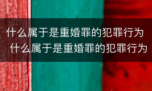什么属于是重婚罪的犯罪行为 什么属于是重婚罪的犯罪行为类型