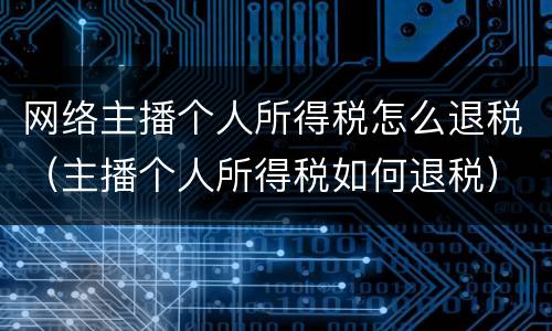 网络主播个人所得税怎么退税（主播个人所得税如何退税）