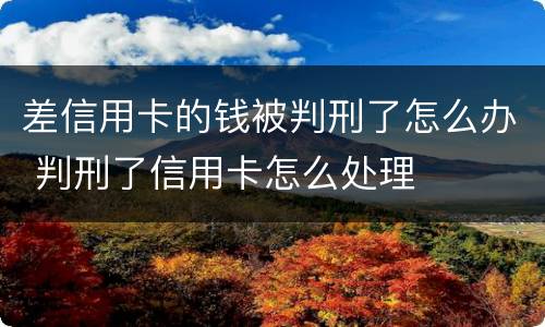 差信用卡的钱被判刑了怎么办 判刑了信用卡怎么处理