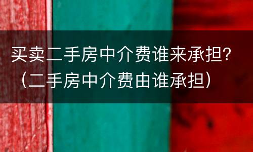 买卖二手房中介费谁来承担？（二手房中介费由谁承担）