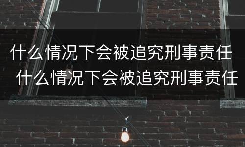 什么情况下会被追究刑事责任 什么情况下会被追究刑事责任案件