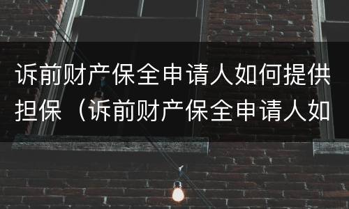 诉前财产保全申请人如何提供担保（诉前财产保全申请人如何提供担保证明）