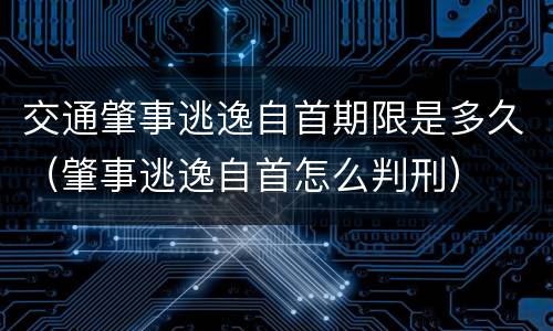 交通肇事逃逸自首期限是多久（肇事逃逸自首怎么判刑）