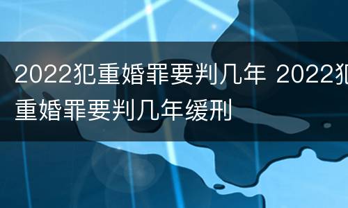 2022犯重婚罪要判几年 2022犯重婚罪要判几年缓刑