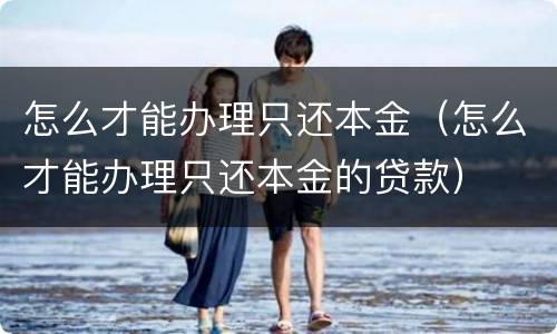 怎么才能办理只还本金（怎么才能办理只还本金的贷款）