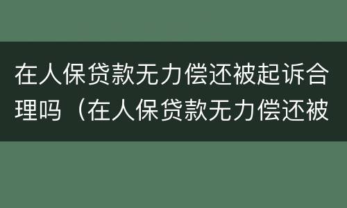 在人保贷款无力偿还被起诉合理吗（在人保贷款无力偿还被起诉合理吗知乎）