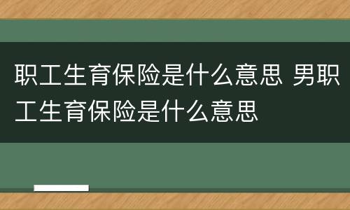 职工生育保险是什么意思 男职工生育保险是什么意思