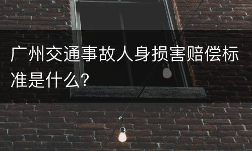 广州交通事故人身损害赔偿标准是什么？