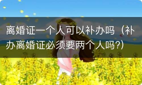 离婚证一个人可以补办吗（补办离婚证必须要两个人吗?）