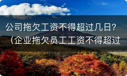 公司拖欠工资不得超过几日？（企业拖欠员工工资不得超过几个月）