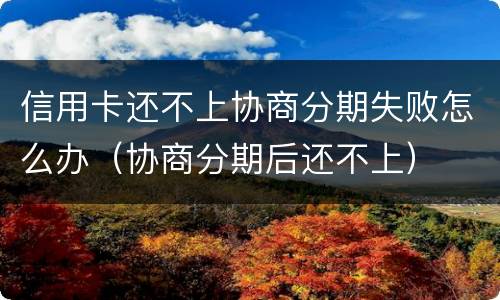 信用卡还不上协商分期失败怎么办（协商分期后还不上）