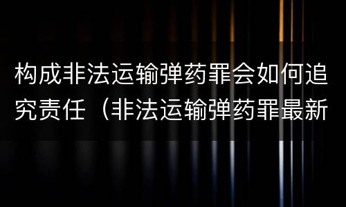 构成非法运输弹药罪会如何追究责任（非法运输弹药罪最新立案标准）