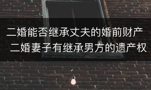 二婚能否继承丈夫的婚前财产 二婚妻子有继承男方的遗产权吗