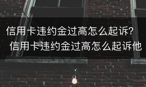 信用卡违约金过高怎么起诉？ 信用卡违约金过高怎么起诉他