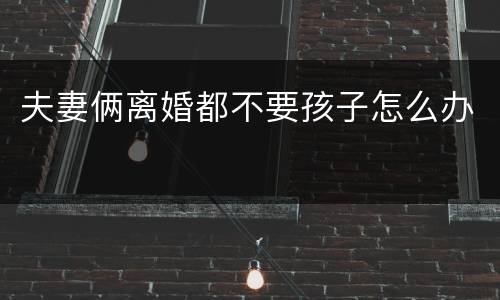 夫妻俩离婚都不要孩子怎么办