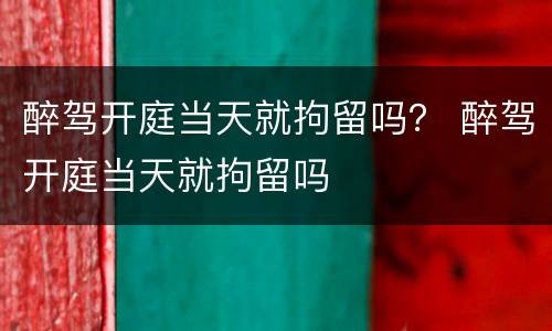 醉驾开庭当天就拘留吗？ 醉驾开庭当天就拘留吗