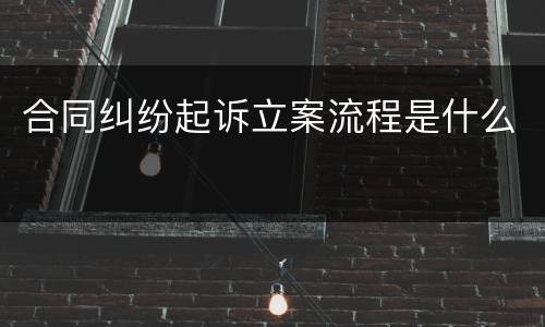 合同纠纷起诉立案流程是什么