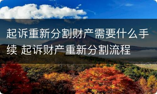 起诉重新分割财产需要什么手续 起诉财产重新分割流程