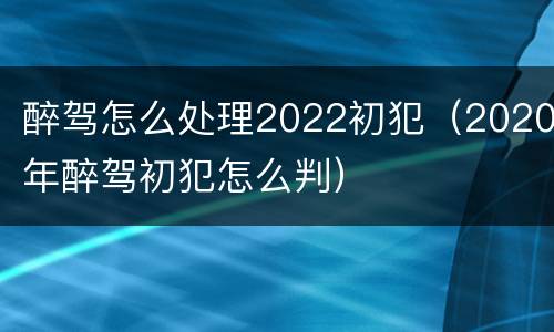醉驾怎么处理2022初犯（2020年醉驾初犯怎么判）