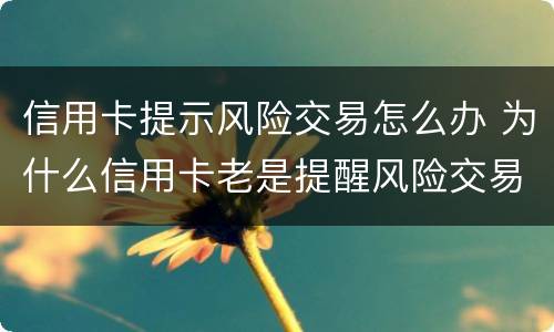 信用卡提示风险交易怎么办 为什么信用卡老是提醒风险交易