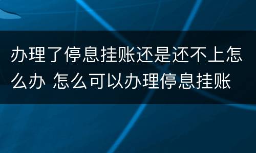 办理了停息挂账还是还不上怎么办 怎么可以办理停息挂账