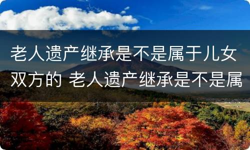 老人遗产继承是不是属于儿女双方的 老人遗产继承是不是属于儿女双方的遗产