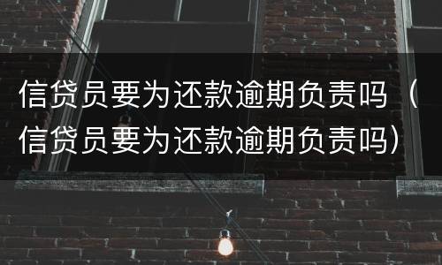 信贷员要为还款逾期负责吗（信贷员要为还款逾期负责吗）