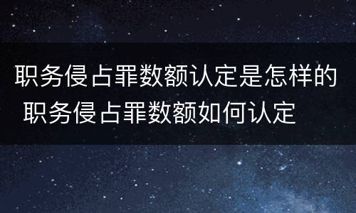 职务侵占罪数额认定是怎样的 职务侵占罪数额如何认定