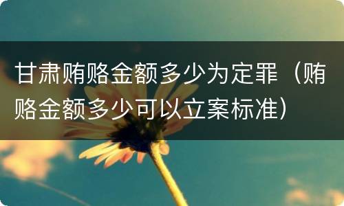 甘肃贿赂金额多少为定罪（贿赂金额多少可以立案标准）