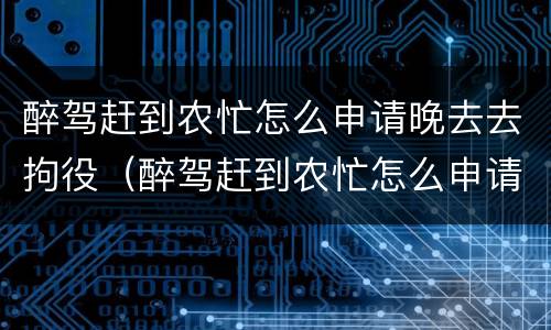 醉驾赶到农忙怎么申请晚去去拘役（醉驾赶到农忙怎么申请晚去去拘役呢）