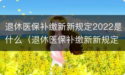 退休医保补缴新新规定2022是什么（退休医保补缴新新规定2022是什么时候）
