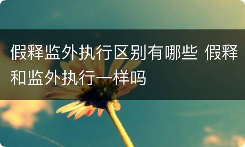 假释监外执行区别有哪些 假释和监外执行一样吗