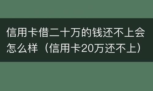 信用卡借二十万的钱还不上会怎么样（信用卡20万还不上）