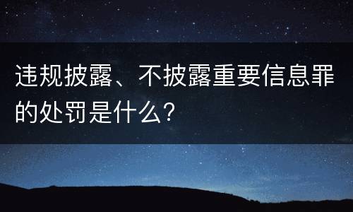 违规披露、不披露重要信息罪的处罚是什么?