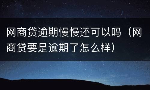 网商贷逾期慢慢还可以吗（网商贷要是逾期了怎么样）
