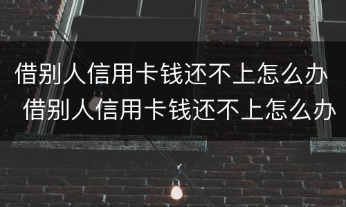 借别人信用卡钱还不上怎么办 借别人信用卡钱还不上怎么办呢