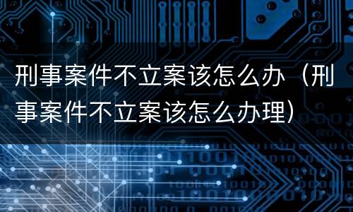 刑事案件不立案该怎么办（刑事案件不立案该怎么办理）