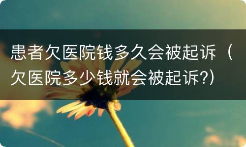 患者欠医院钱多久会被起诉（欠医院多少钱就会被起诉?）