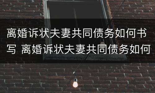离婚诉状夫妻共同债务如何书写 离婚诉状夫妻共同债务如何书写范文