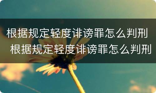 根据规定轻度诽谤罪怎么判刑 根据规定轻度诽谤罪怎么判刑的