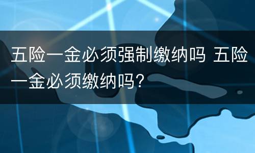 五险一金必须强制缴纳吗 五险一金必须缴纳吗?